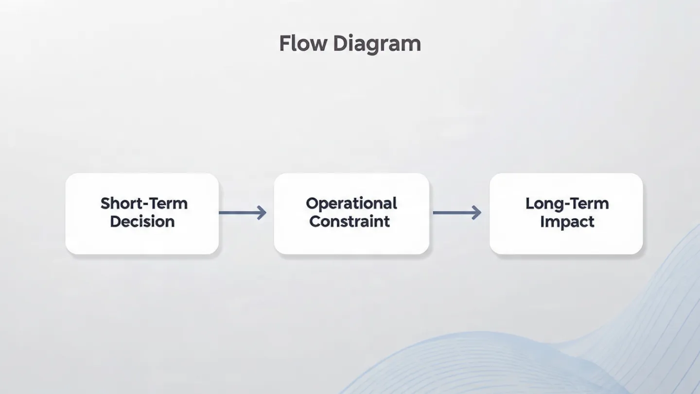 Flowchart showing how short-term financial fixes lead to long-term impact.