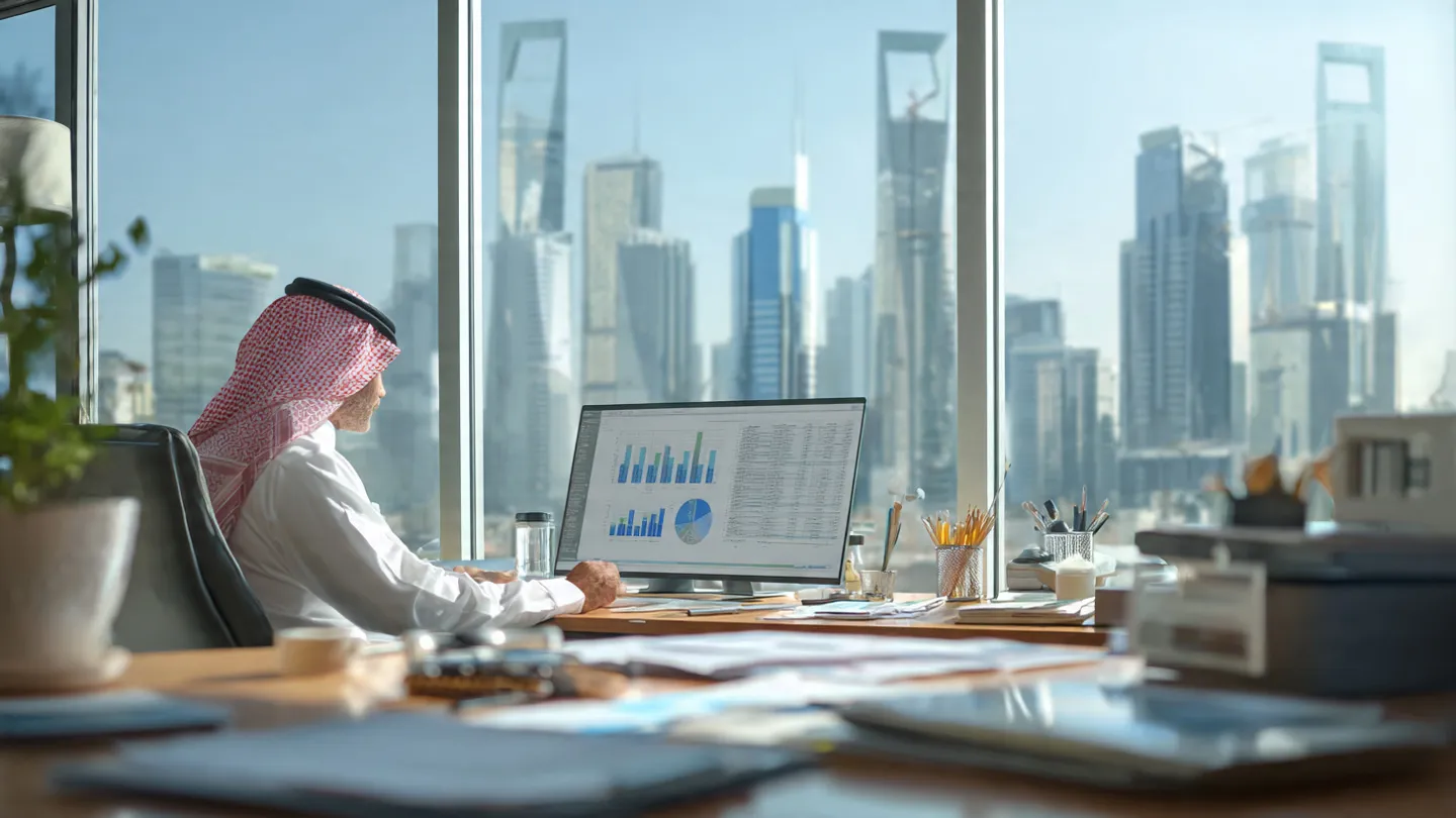 Modern office professional managing growth and the Gulf struggle with accurate bookkeeping daily.